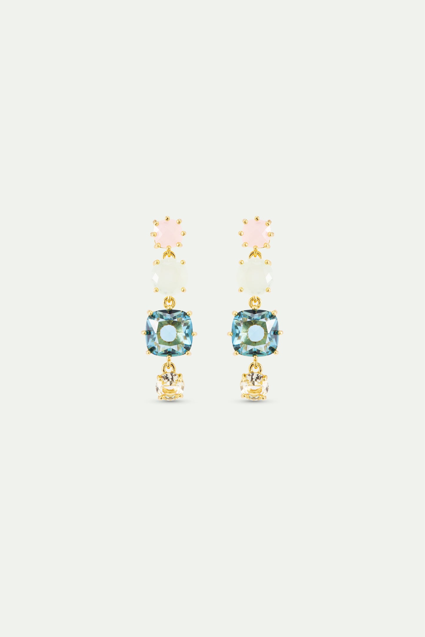 Diamantine Earrings With 4 Acqua Azzura Stones | AXLD1203