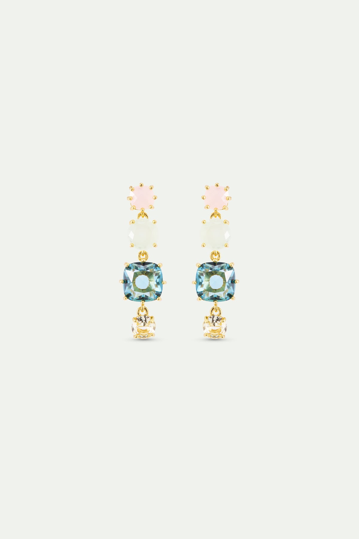Diamantine Earrings With 4 Acqua Azzura Stones | AXLD1203