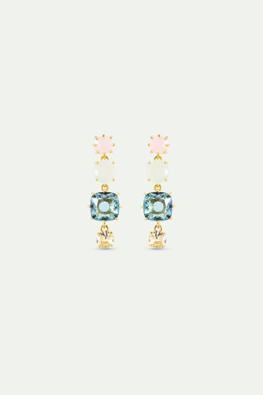 Diamantine Earrings With 4 Acqua Azzura Stones | AXLD1203