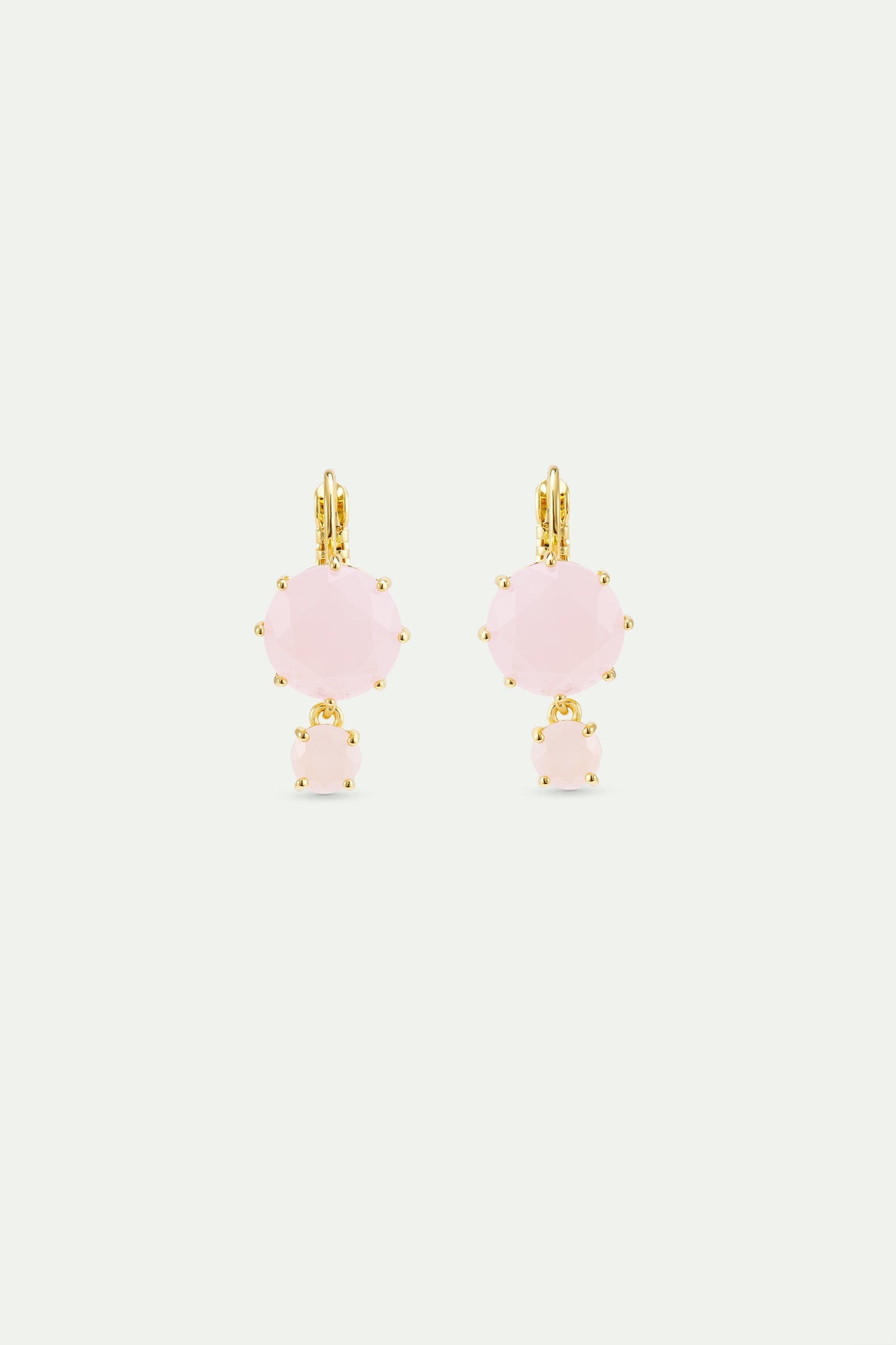 Diamantine Sleeper Earrings With Round Light Pink Stones | AXLD1261