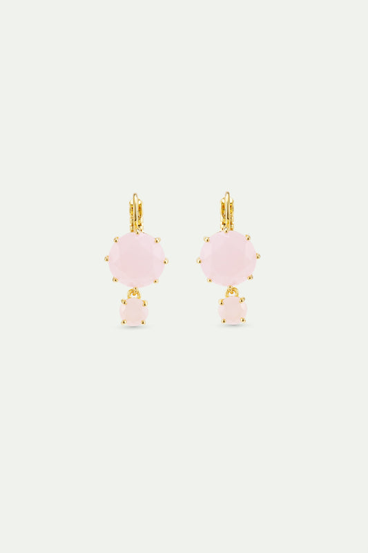 Diamantine Sleeper Earrings With Round Light Pink Stones | AXLD1261