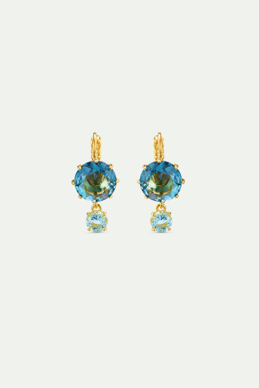 Diamantine Sleeper Earrings With Round Acqua Azzura Stones | AXLD1263
