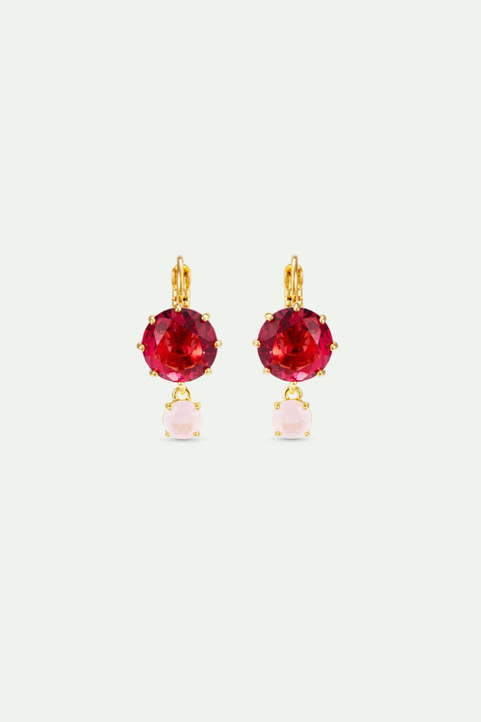 Diamantine Sleeper Earrings With Round Rosa Centifolia Stones | AXLD1264