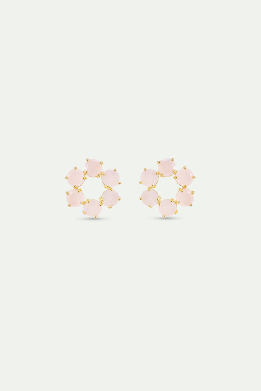 Diamantine Hoop Earrings With 6 Light Pink Stones | AXLD1421