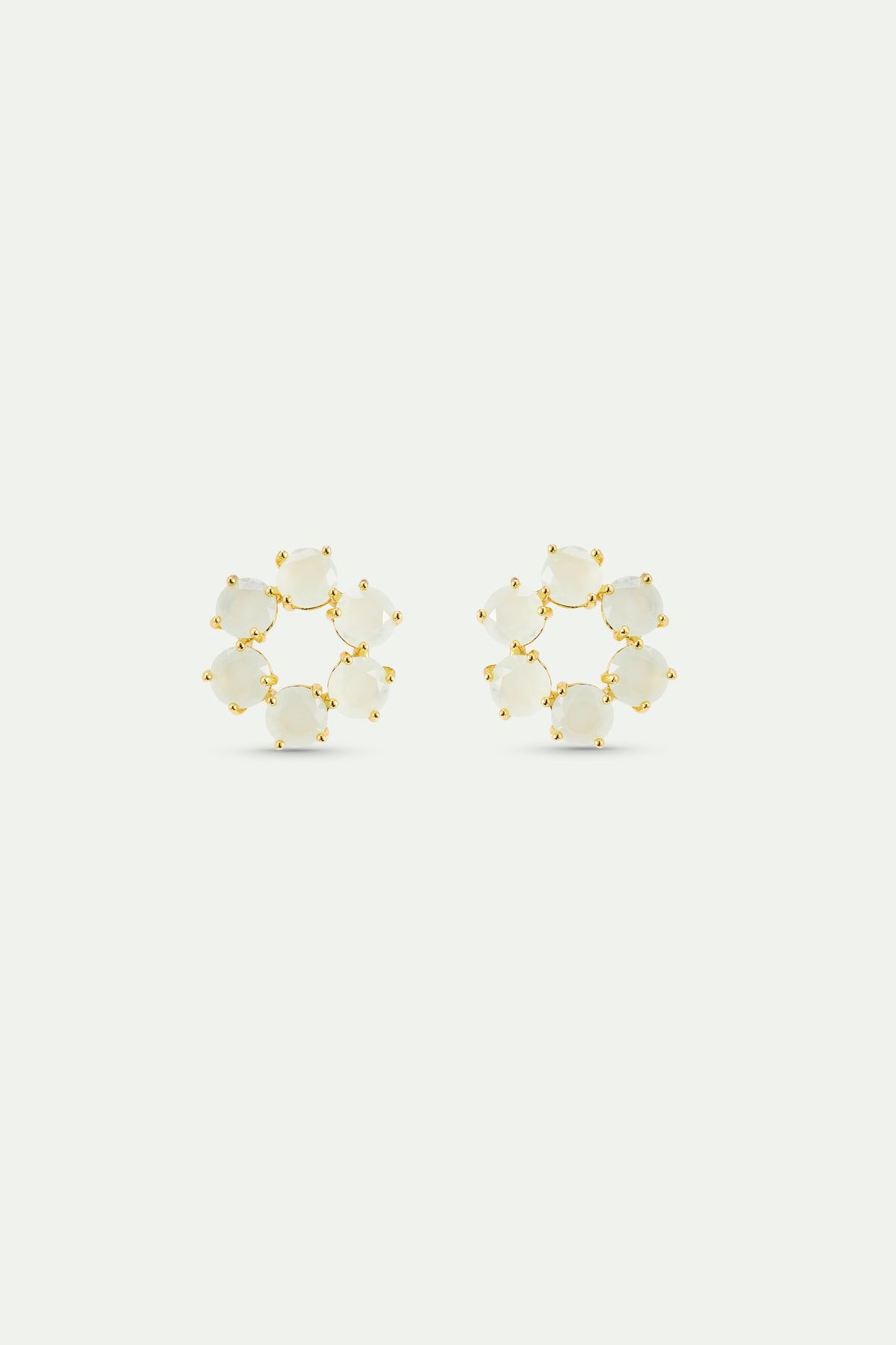 Diamantine Hoop Earrings With 6 Sea Green Stones | AXLD1422
