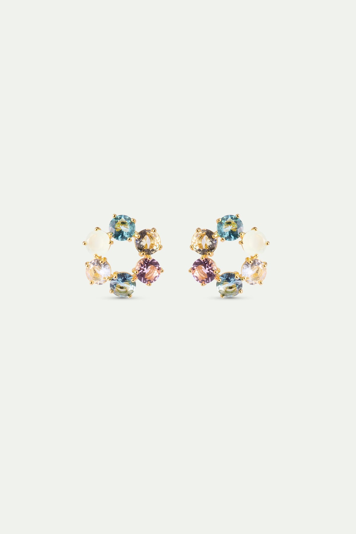 Diamantine Hoop Earrings With 6 Acqua Azzura Stones | AXLD1423