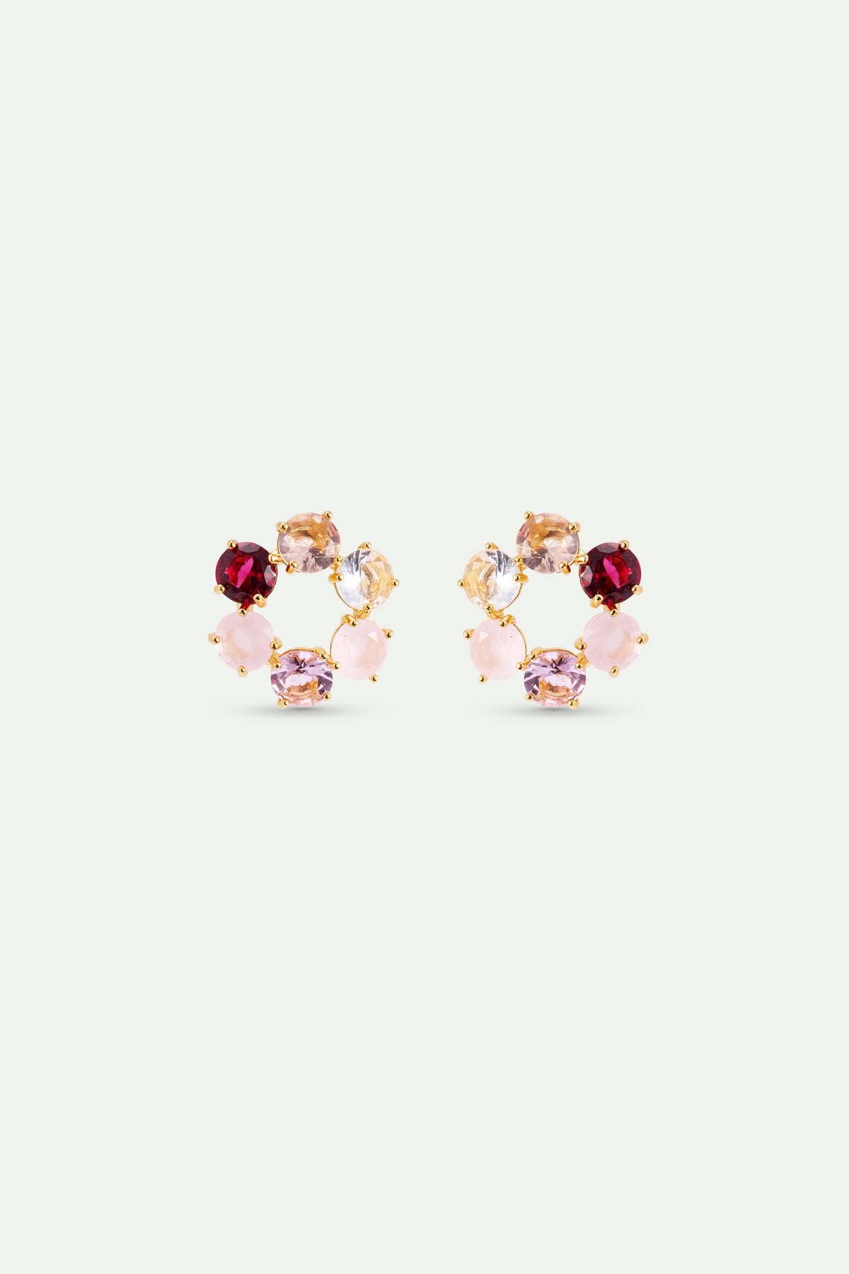 Diamantine Hoop Earrings With 6 Rosa Centifolia Stones | AXLD1424