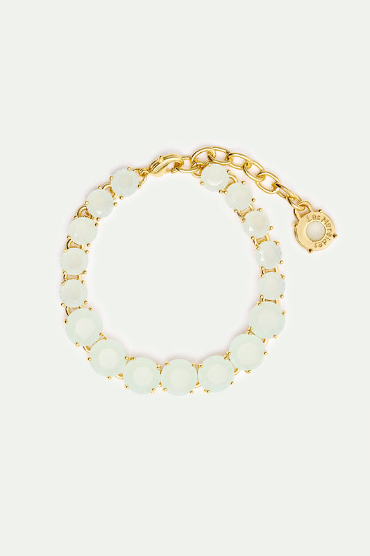 Single Row Diamantine Bracelet With Sea Green Stones | AXLD2522
