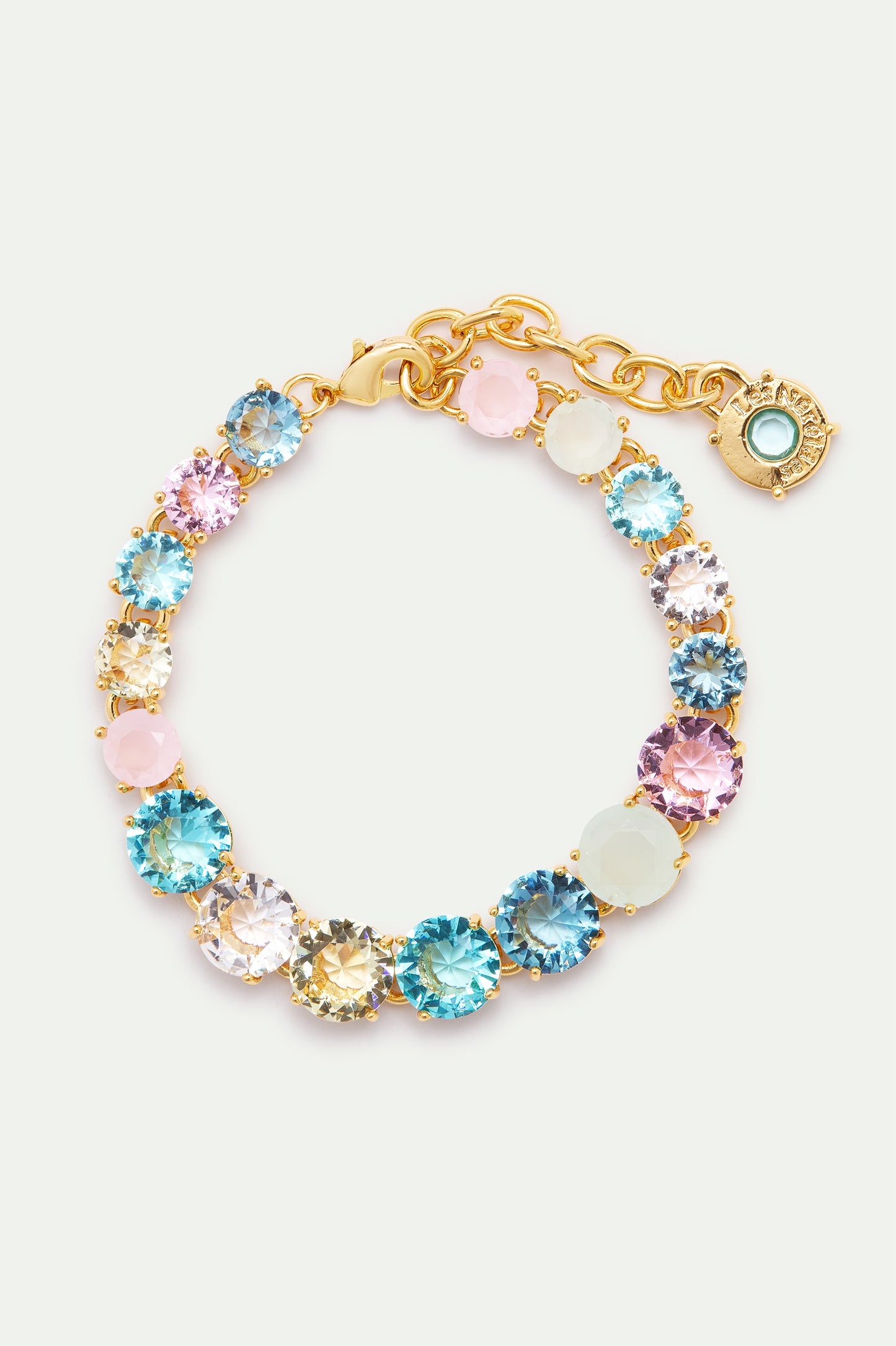 Single Row Diamantine Bracelet With Acqua Azzura Stones | AXLD2523