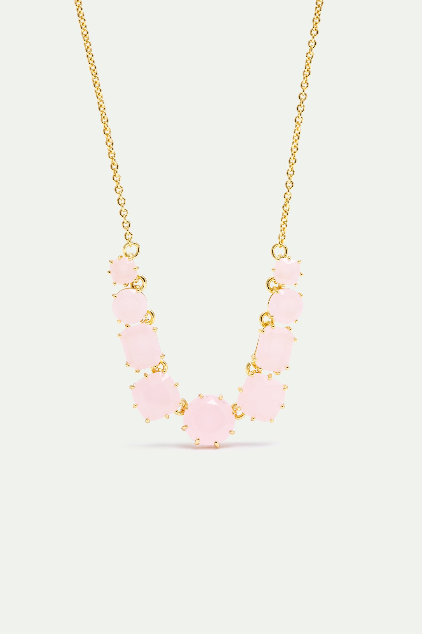 Fine Diamantine Necklace With 9 Light Pink Stones | AXLD3601