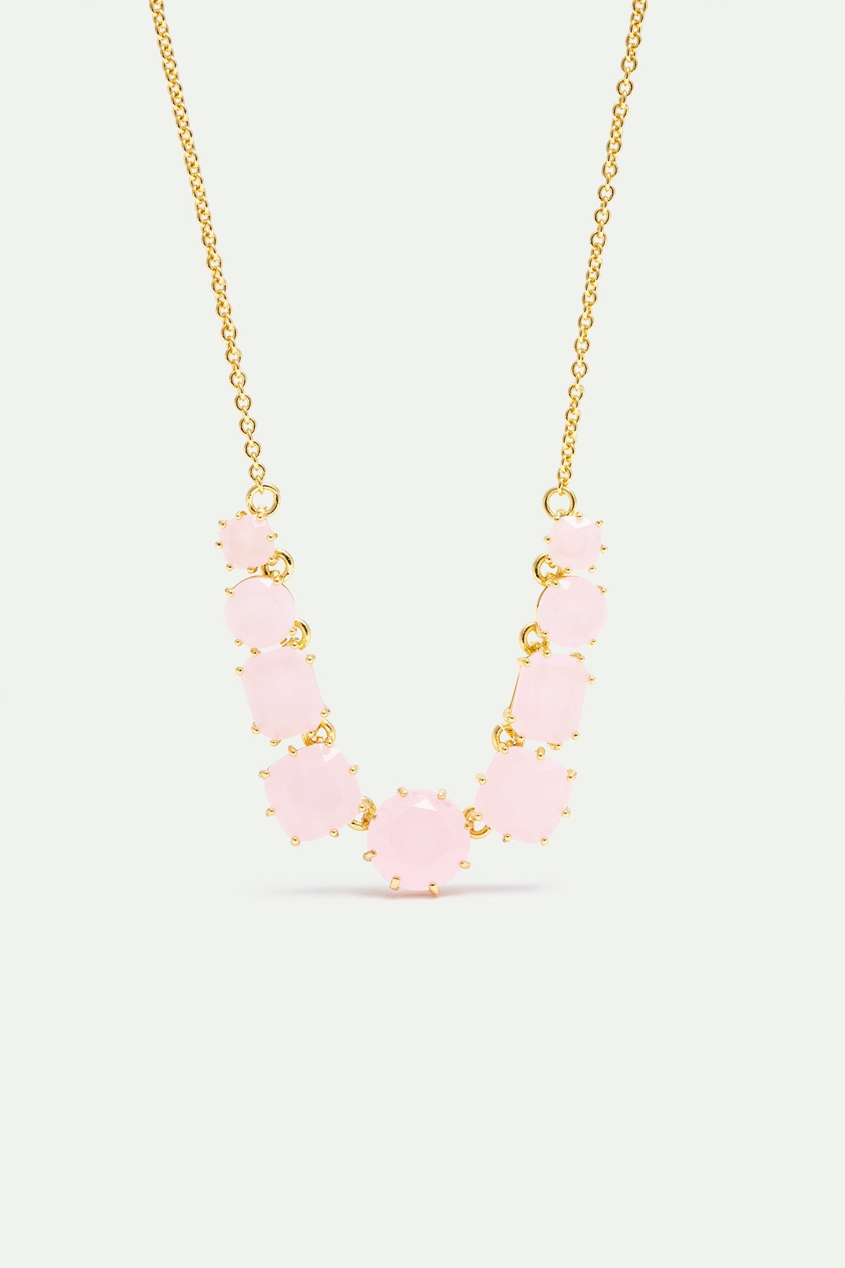 Fine Diamantine Necklace With 9 Light Pink Stones | AXLD3601