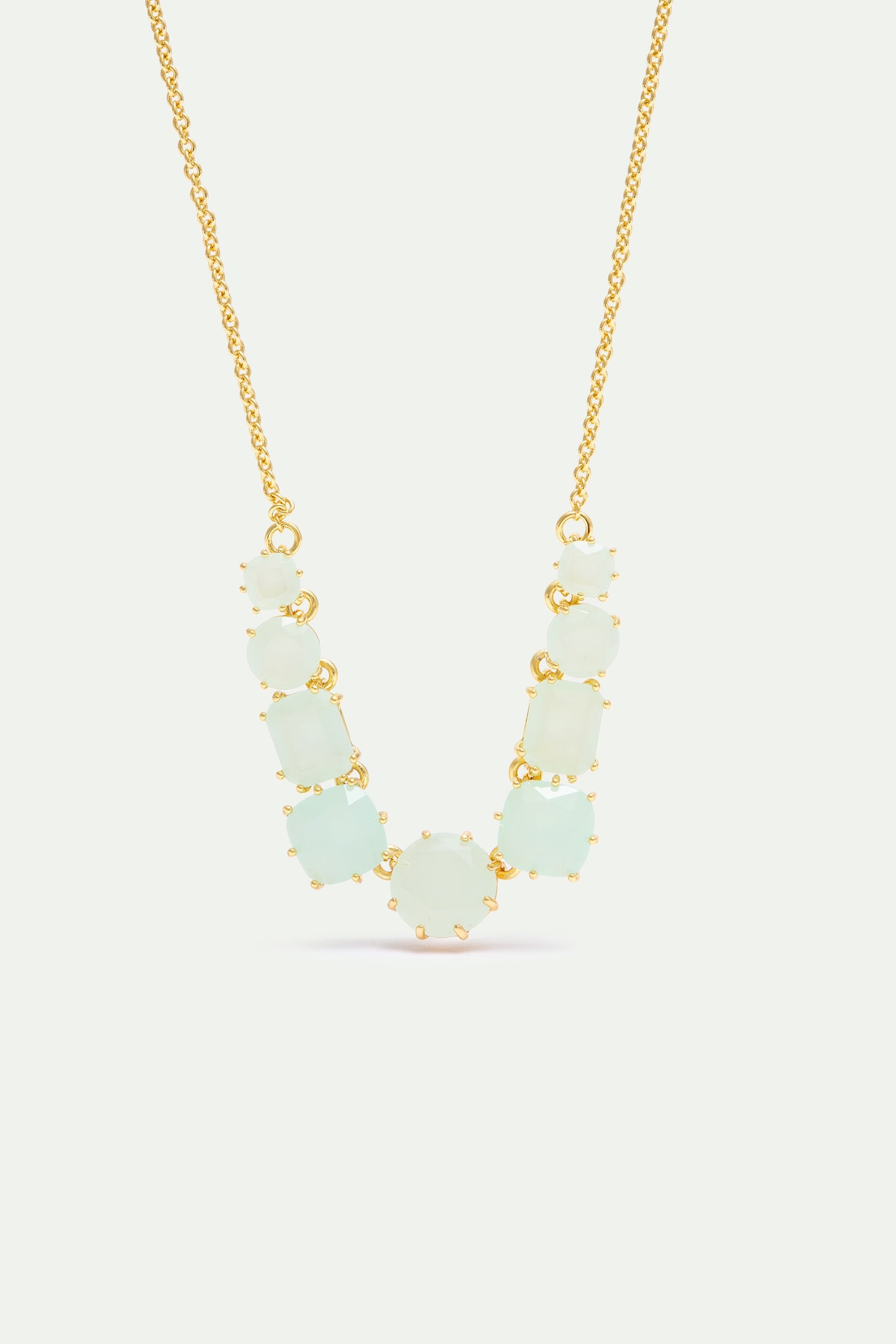 Fine Diamantine Necklace With 9 Sea Green Stones | AXLD3602