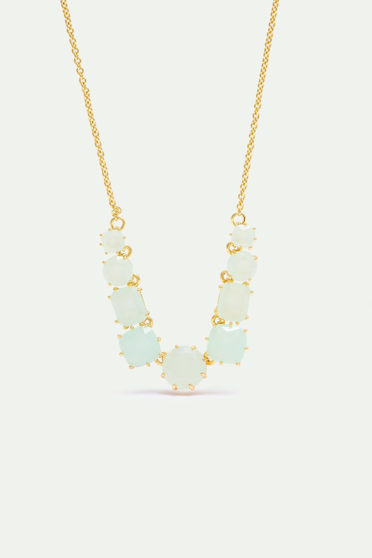 Fine Diamantine Necklace With 9 Sea Green Stones | AXLD3602