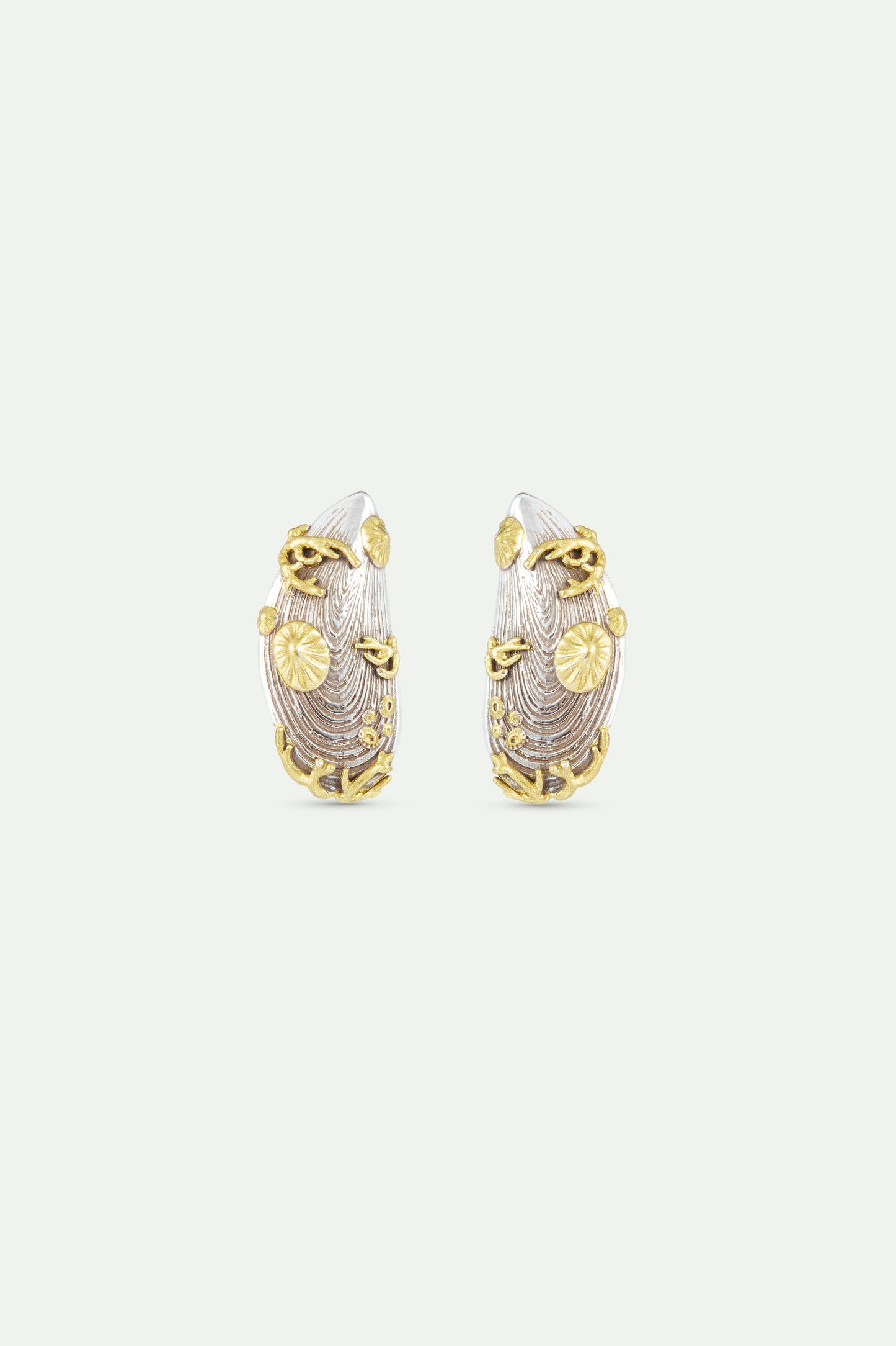Silver And Gold Mussel Earrings | AXMO1061