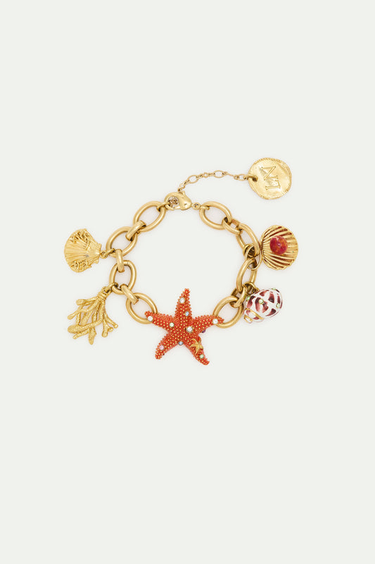 Golden Starfish Bracelet With Shell Pendants | AXMO2011