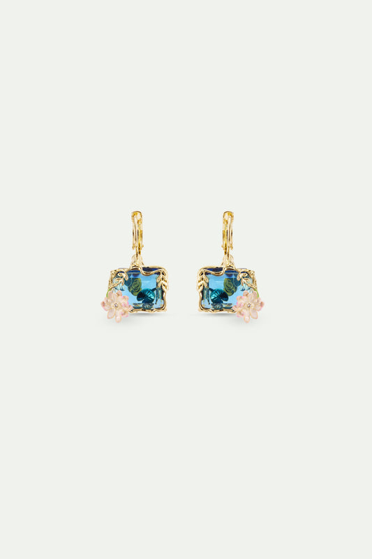 Blue And Pink Water Lily Pond Earrings | AXON1021