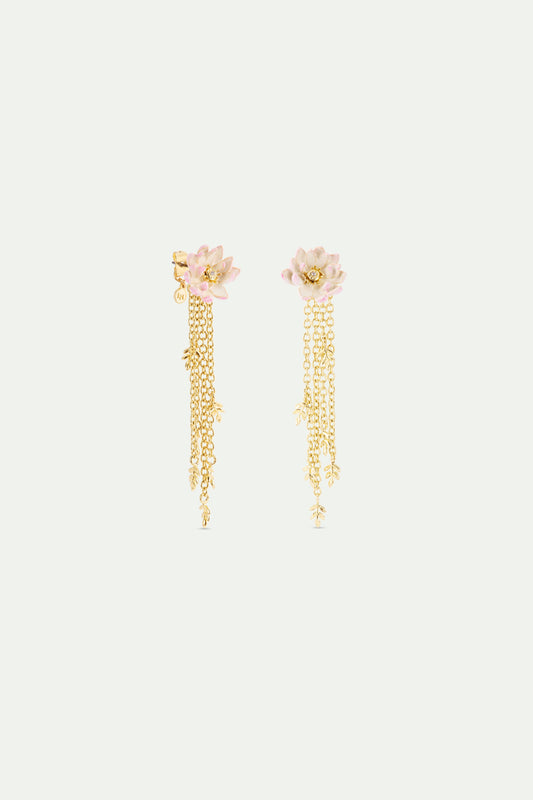 Gold-Plated Pink Water Lily Dangle Earrings | AXON1041