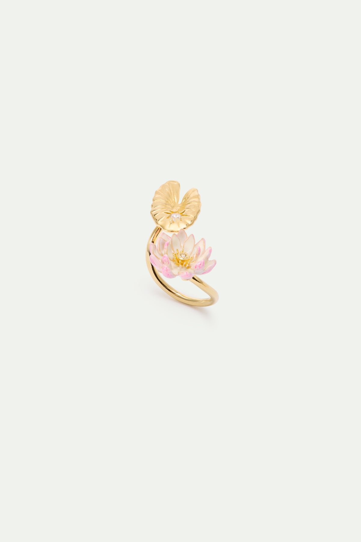 Gold Lotus And Pink Water Lily Adjustable Ring | AXON6031