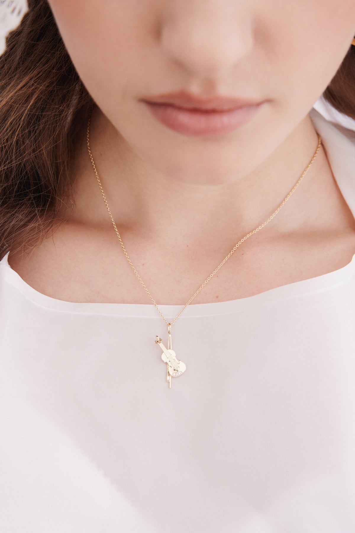 Gold Cello Pendant Necklace | AXOP3021