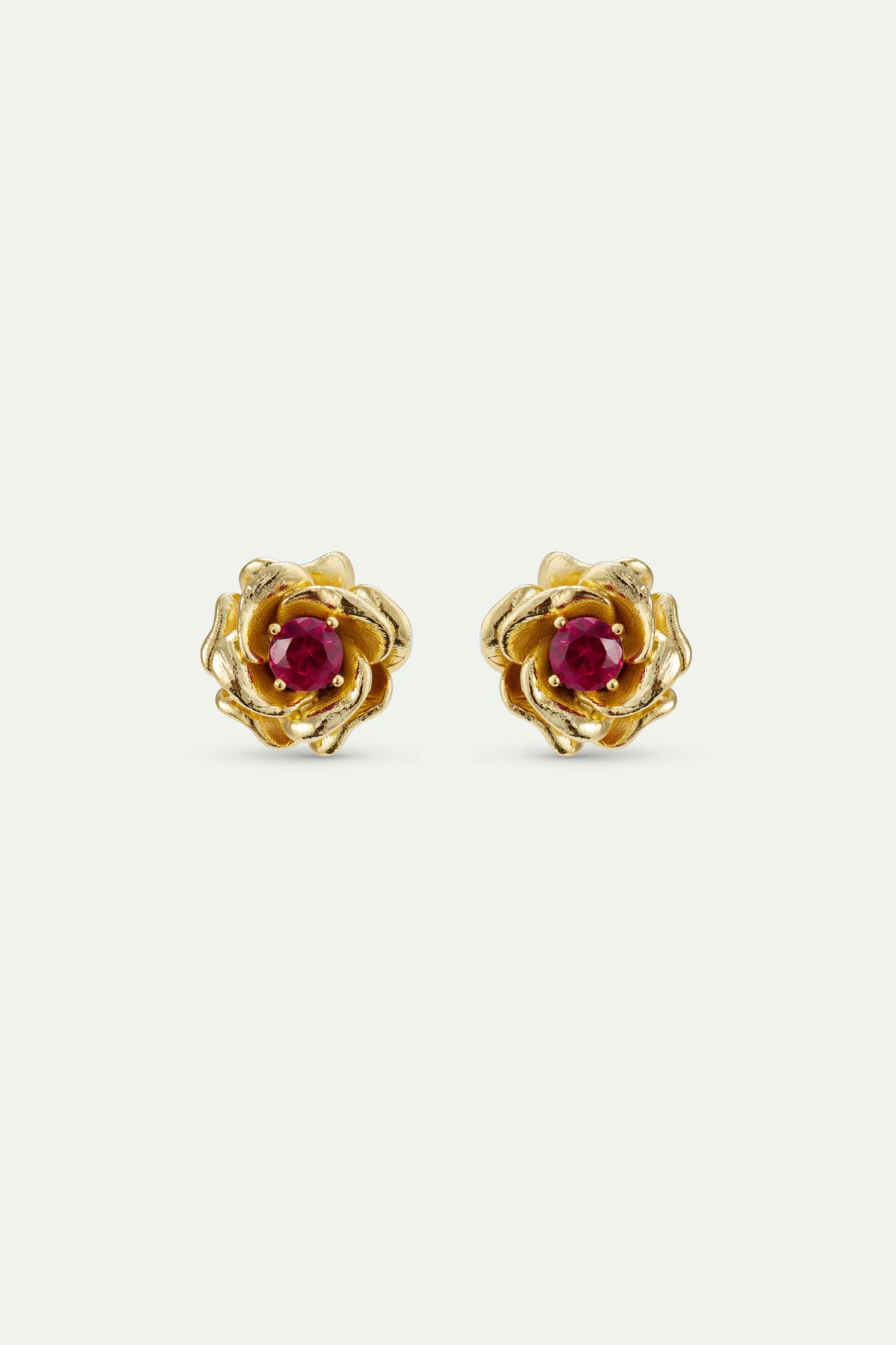 Gold Mona Lisa Roses And Pink Stone Earrings | AXRF1011