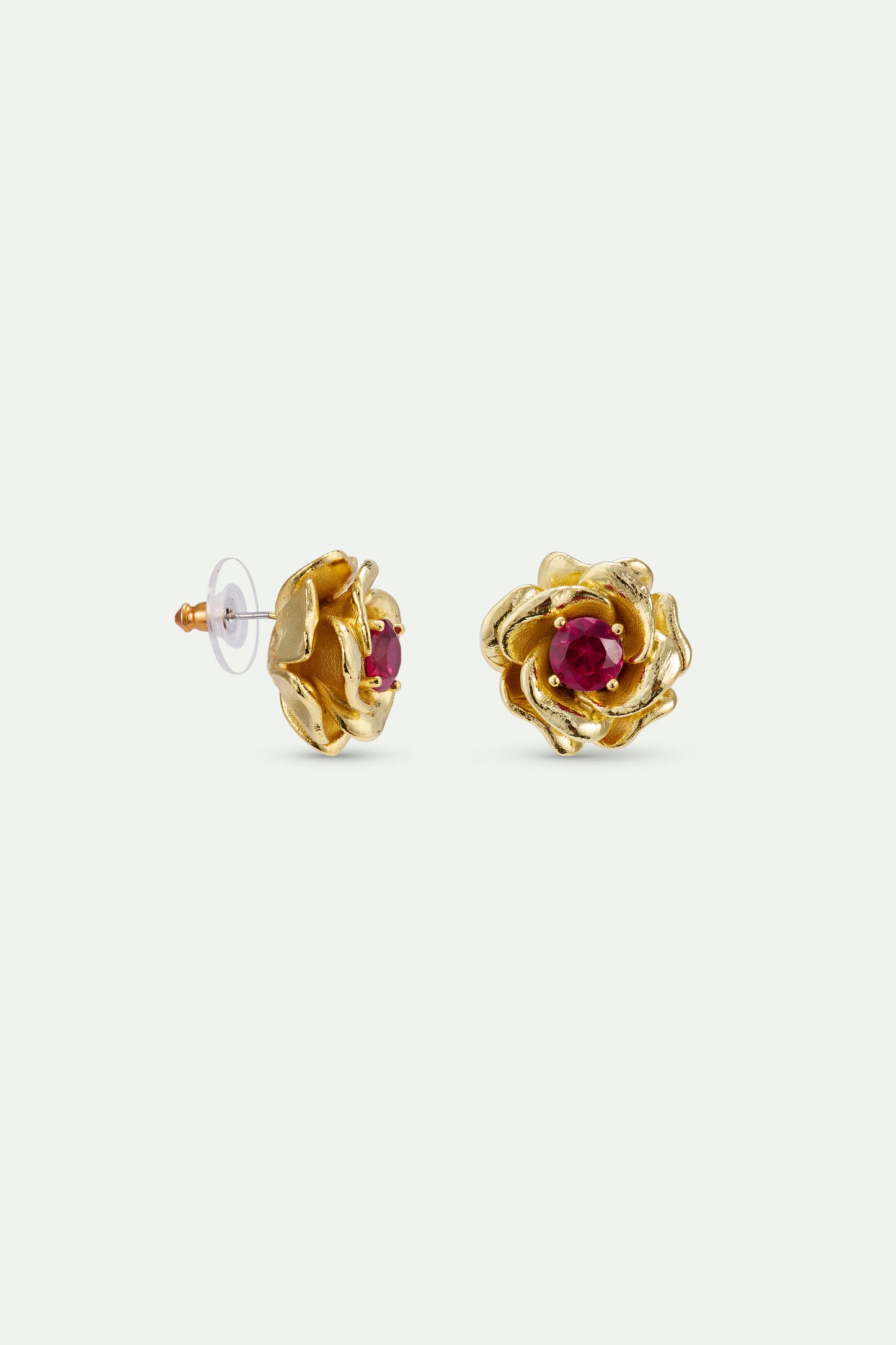 Gold Mona Lisa Roses And Pink Stone Earrings | AXRF1011