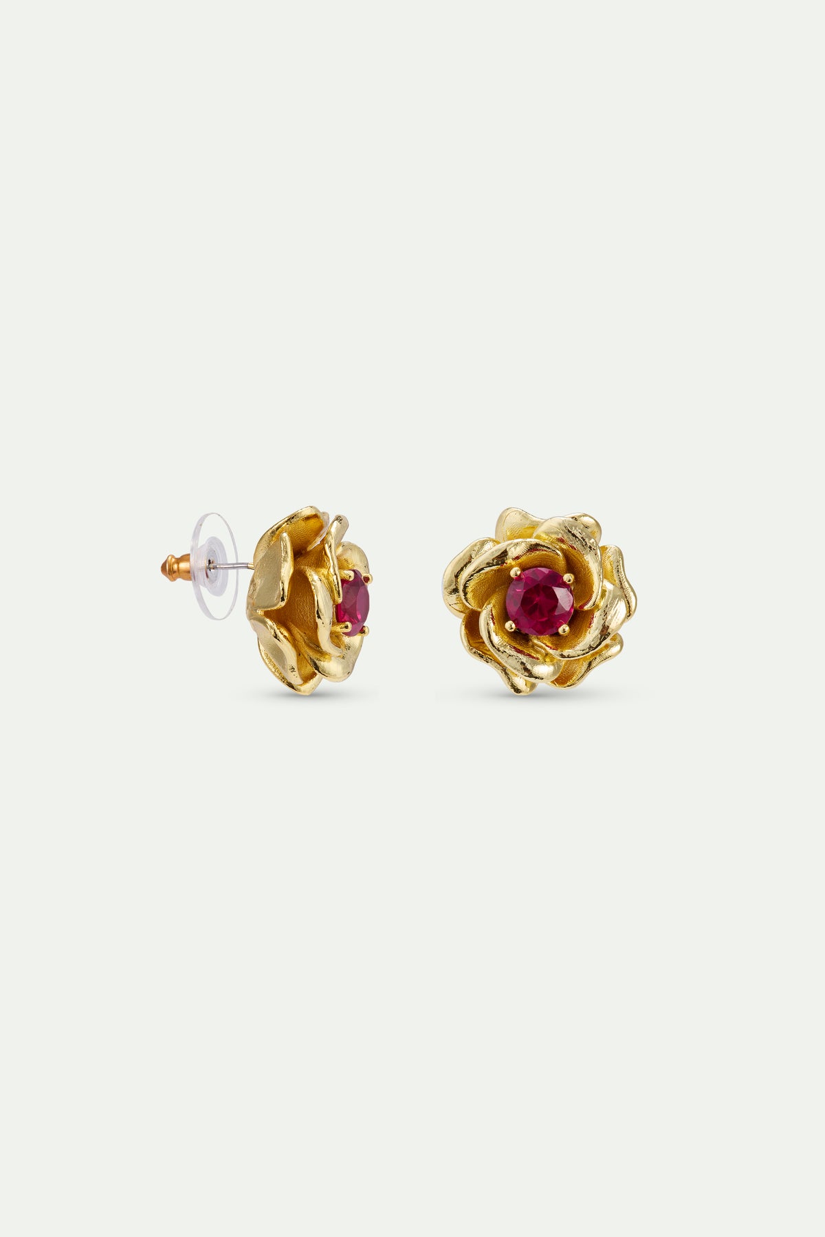 Gold Mona Lisa Roses And Pink Stone Earrings | AXRF1011