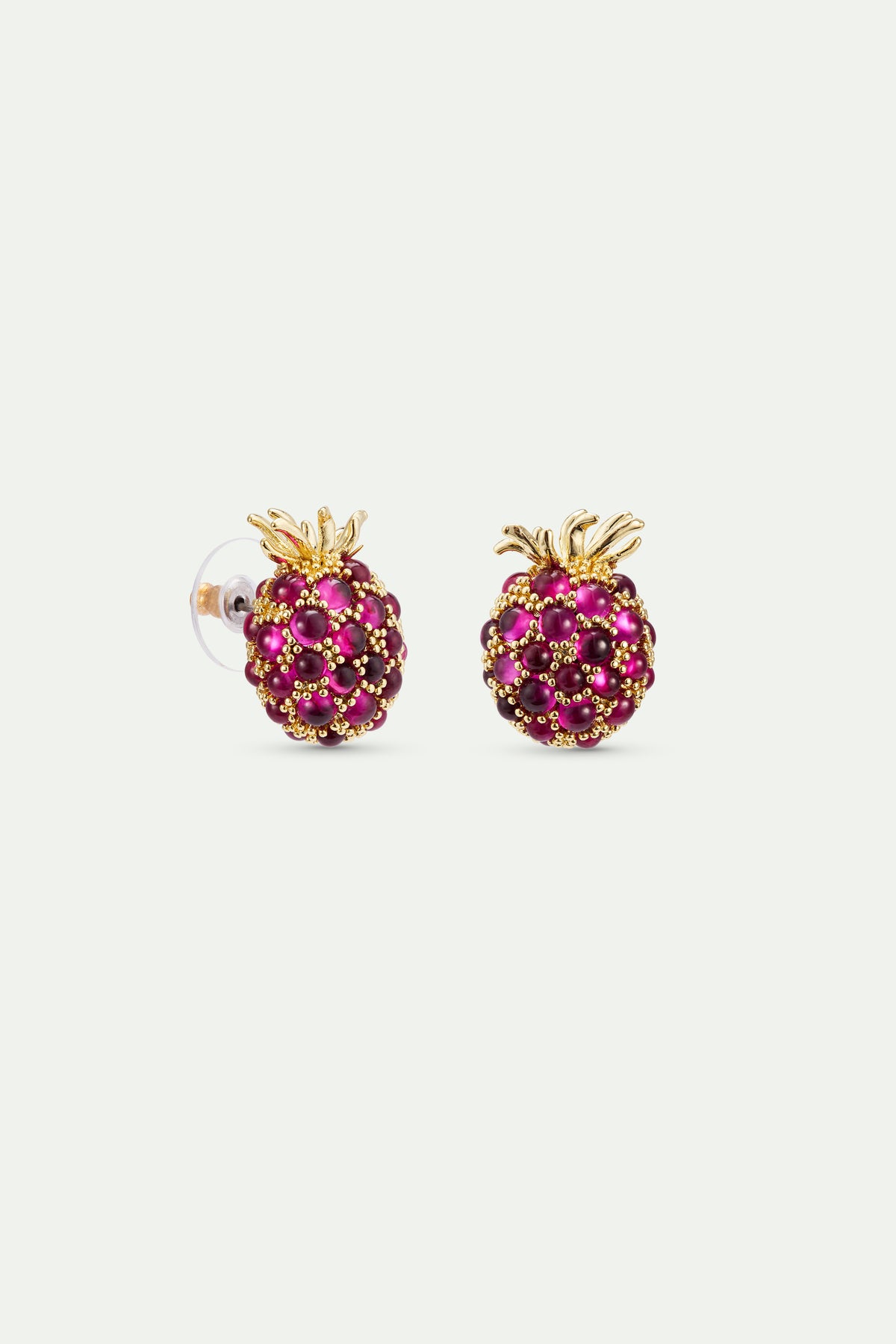 Raspberry And Golden Bead Earrings | AXRF1031