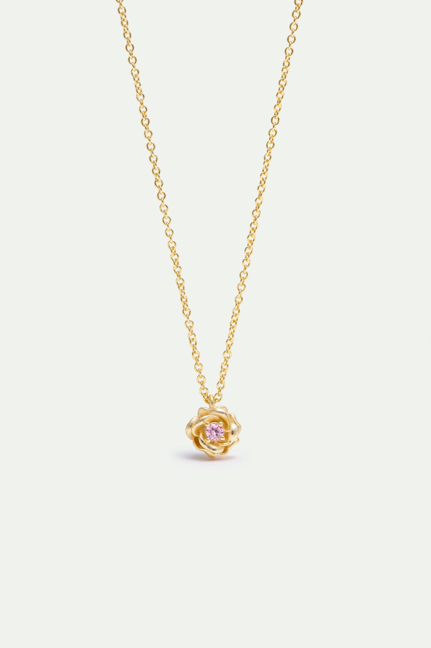 Gold Mona Lisa Rose And Pink Crystal Necklace | AXRF3041