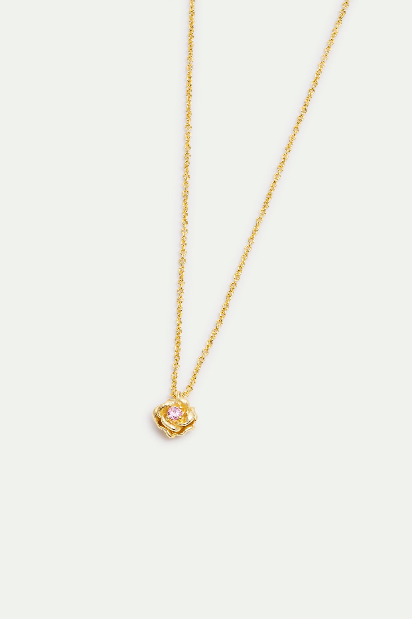 Gold Mona Lisa Rose And Pink Crystal Necklace | AXRF3041