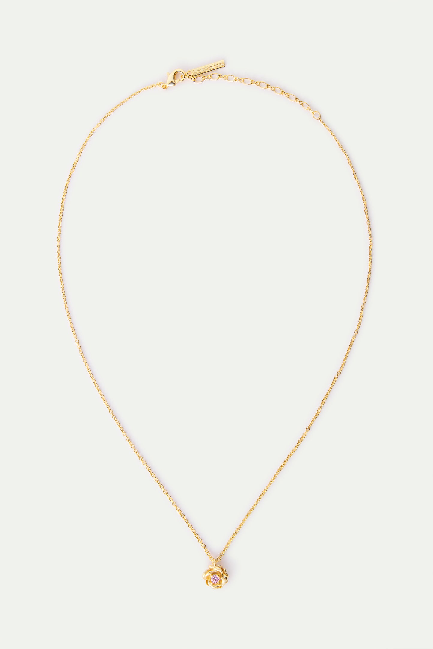 Gold Mona Lisa Rose And Pink Crystal Necklace | AXRF3041