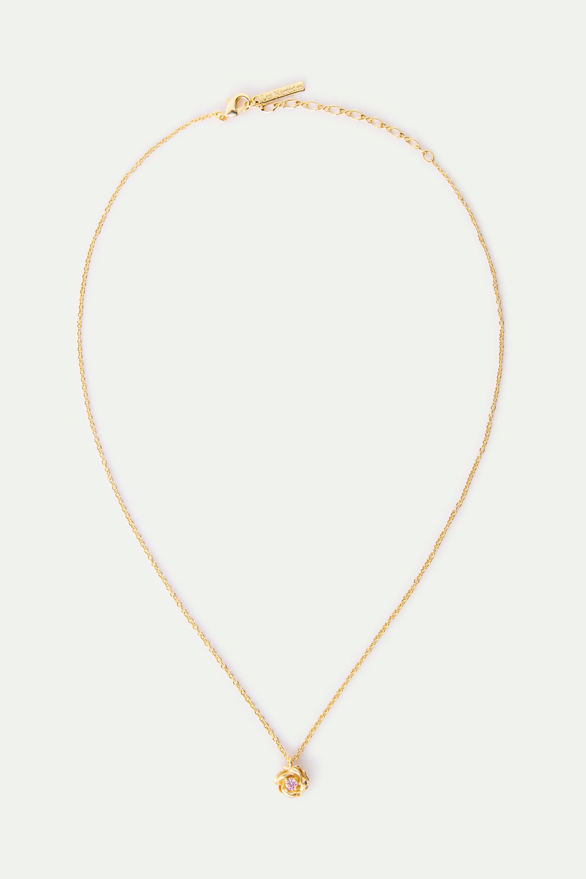 Gold Mona Lisa Rose And Pink Crystal Necklace | AXRF3041