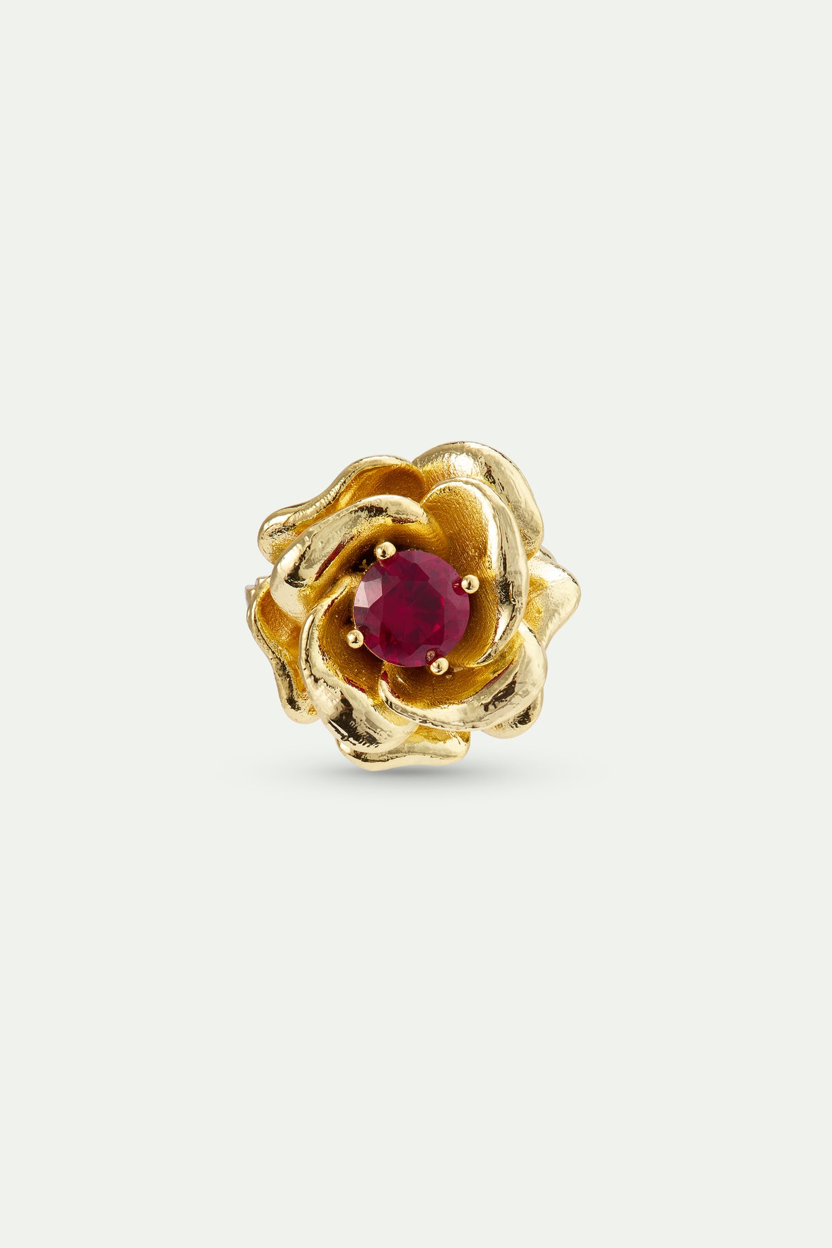 Gold Mona Lisa Rose And Pink Stone Brooch | AXRF5011