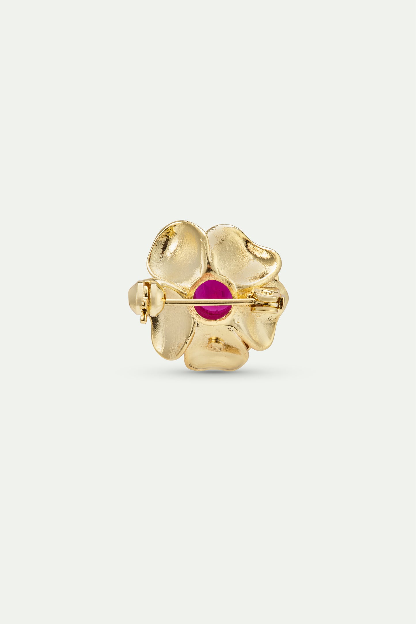 Gold Mona Lisa Rose And Pink Stone Brooch | AXRF5011