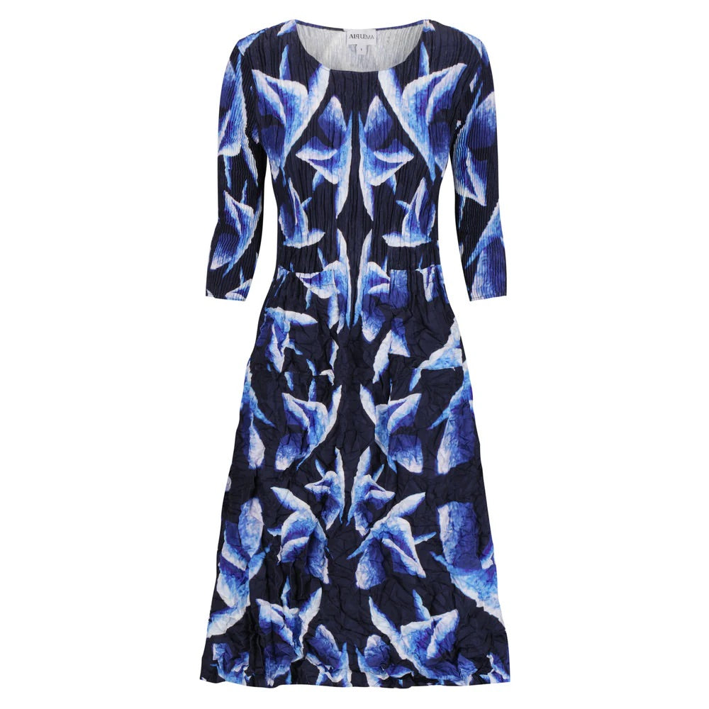 Alquema | 3/4 Sleeve Smash Pocket Dress / Blue Birds