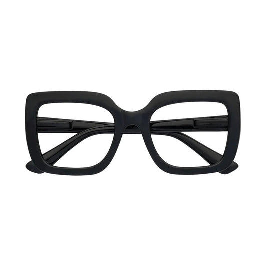 Large black square framed glasses