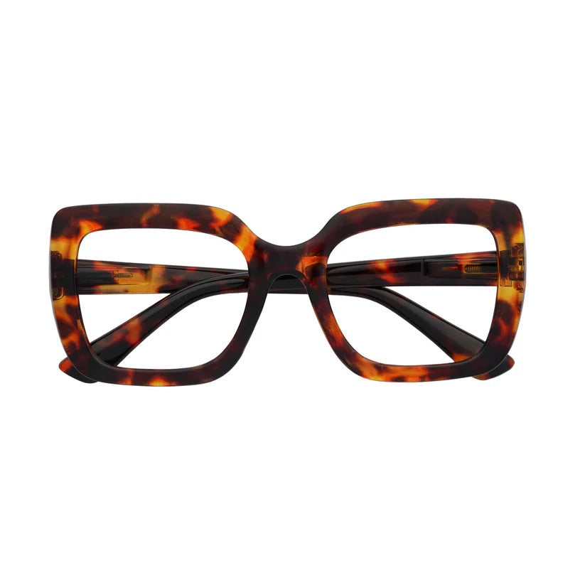 Large tortoiseshell square framed glasses