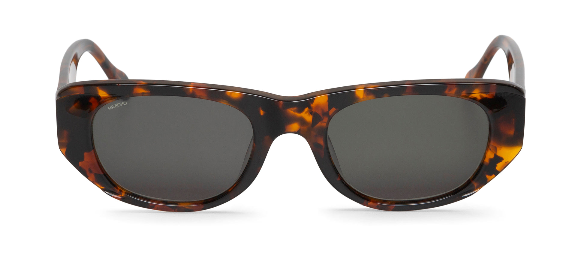 Rectangle with cat eye framed sunglasses in tortoiseshell with dark lenses