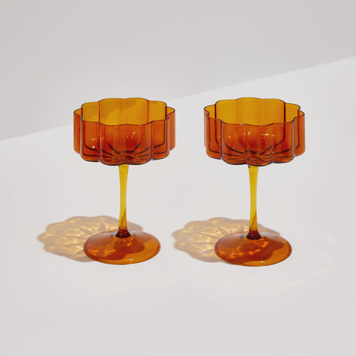 TWO x WAVE COUPE GLASSES - AMBER