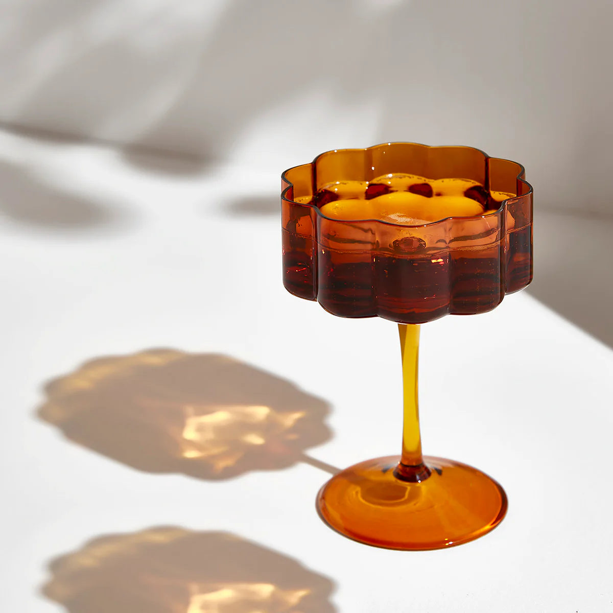 TWO x WAVE COUPE GLASSES - AMBER