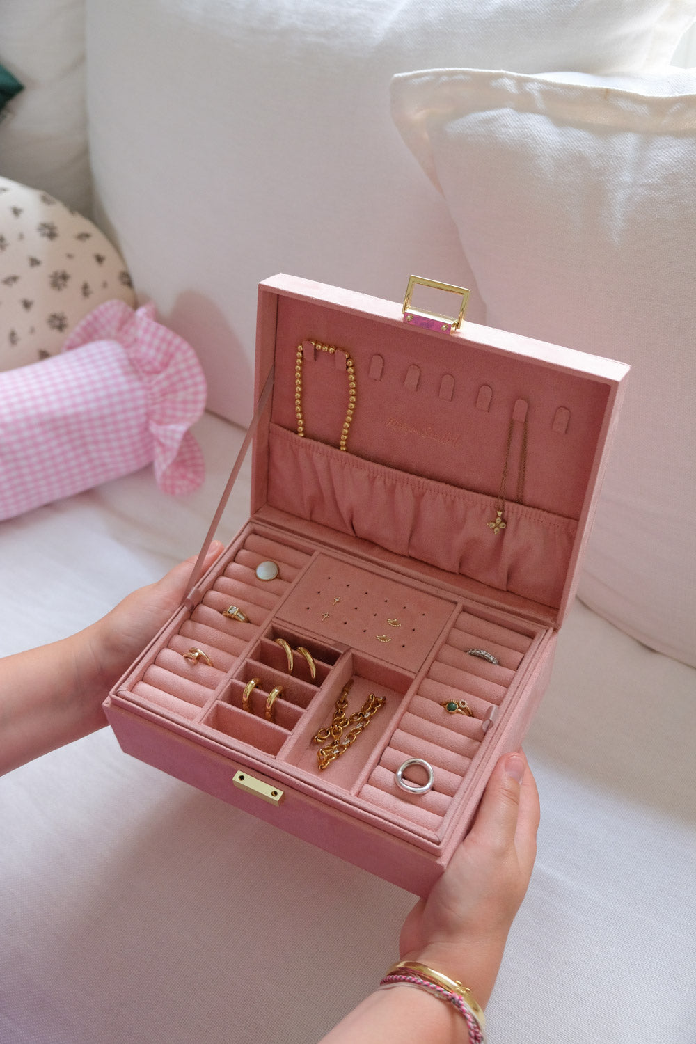 Louise velvet Jewellery box - Pink