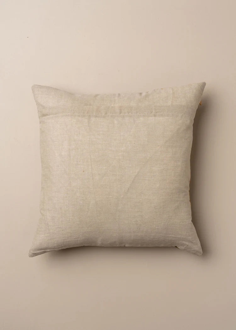 Linen/Velvet Cushion in Nutmeg Square
