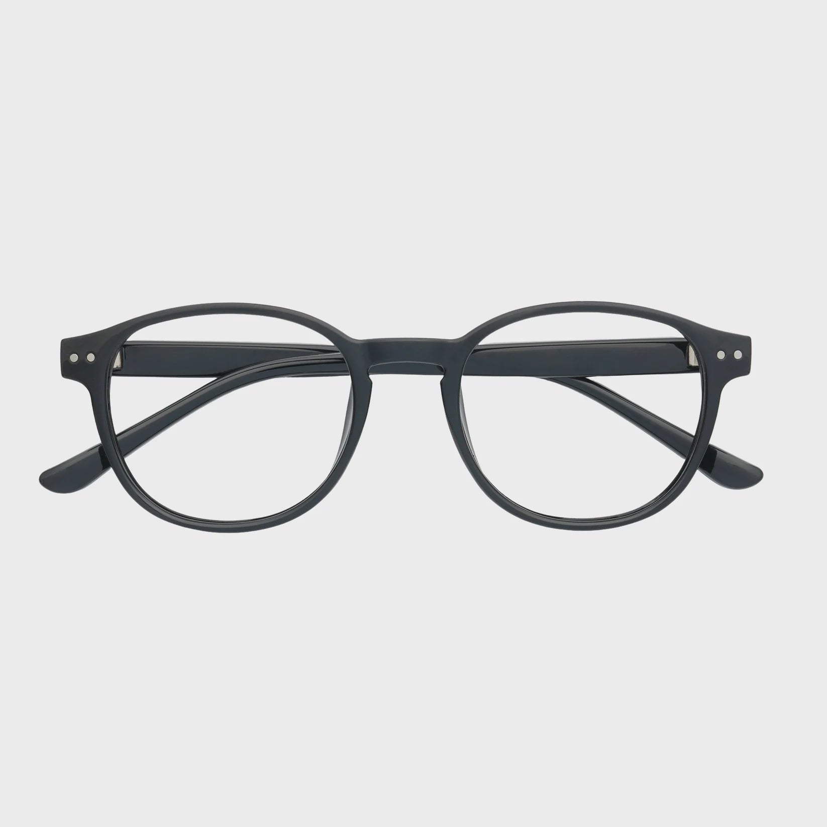 Black rounded glasses
