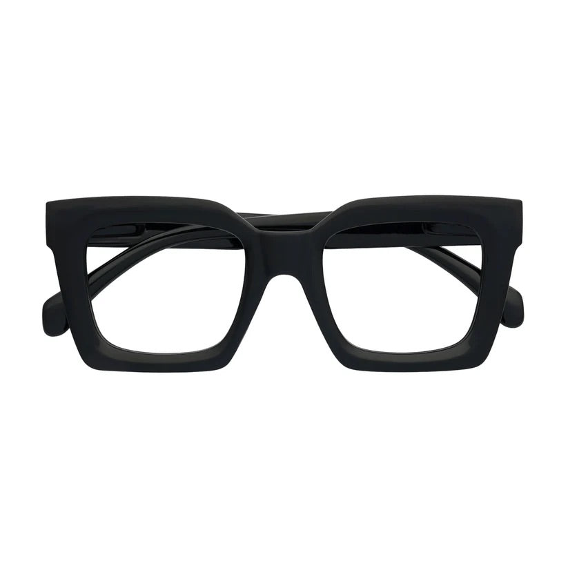 Black square framed glasses