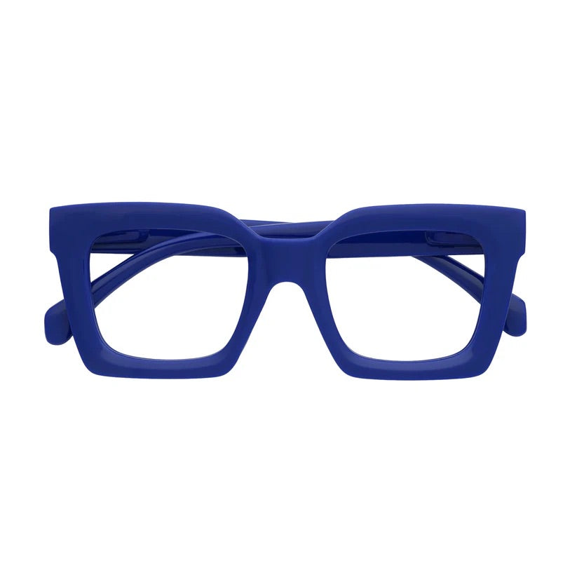 Blue square framed glasses