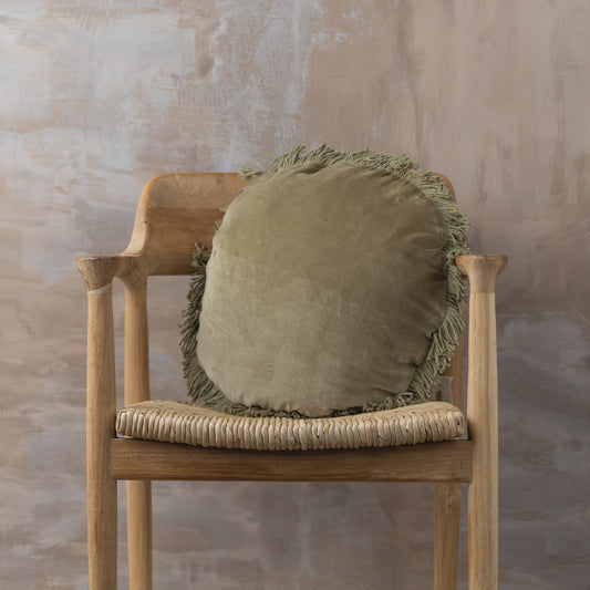Velvet Round Cushion | Olive Round