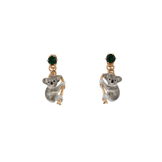 Animals From Australia Green Rhinestone & Koala Earrings