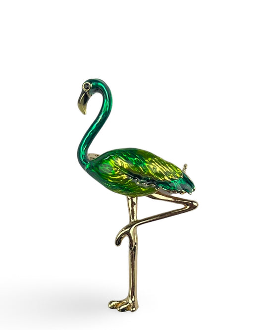 Flamingo Enamel Pin - Green