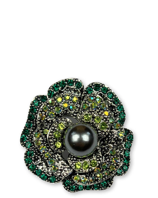 Rose Pearl Pin - Green