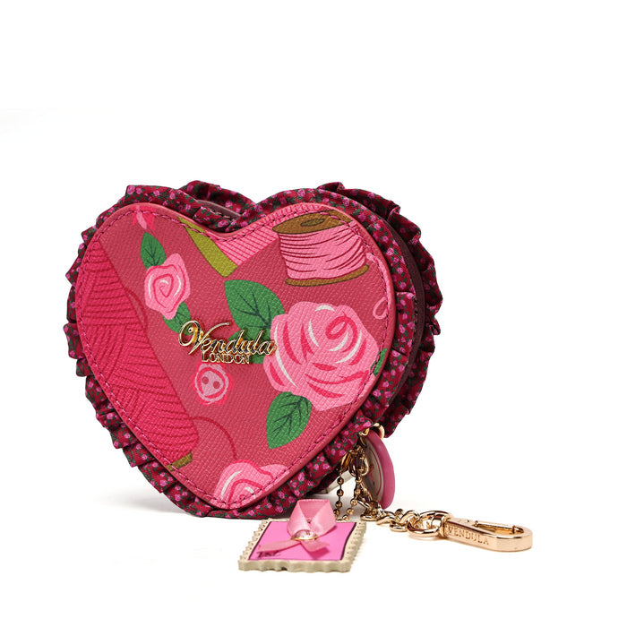 Pink Ribbon Sewing Box Scrapbook - Heart Coin Purse - Vendula London Packshot Angle 2