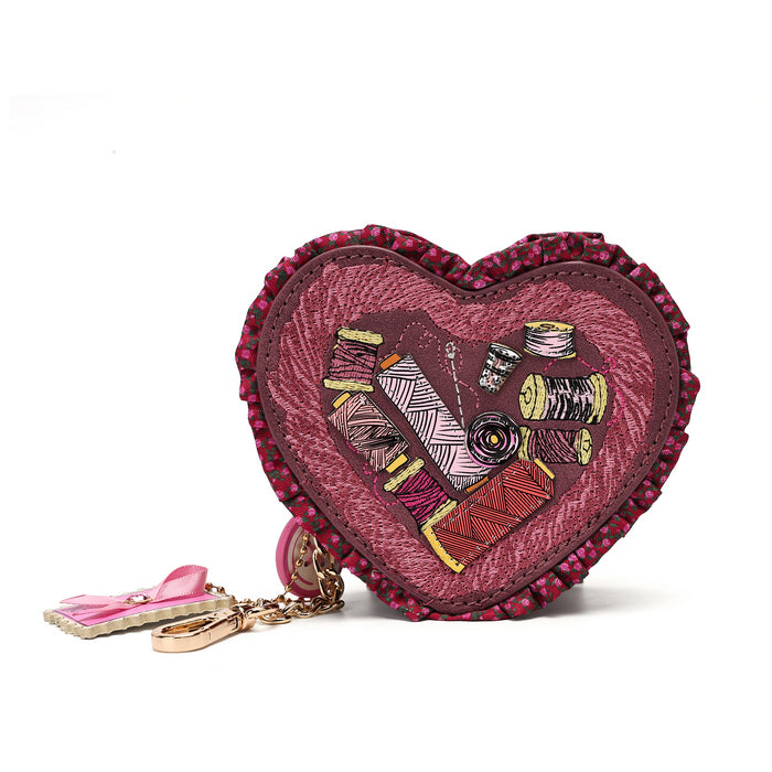 Pink Ribbon Sewing Box Scrapbook - Heart Coin Purse - Vendula London Packshot Angle 4